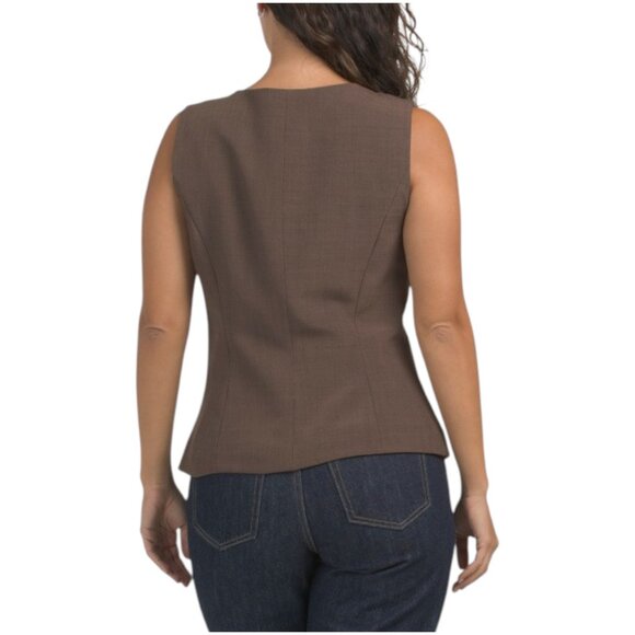 GEMMA+ JANE Scoop Neck Vest With Gold Tone Buttons - Picture 2 of 2